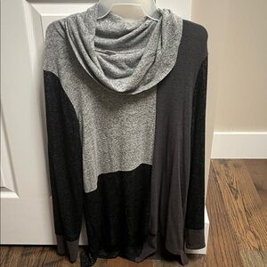 Christopher & Banks Gray and Black Cowl Neck Sweater
